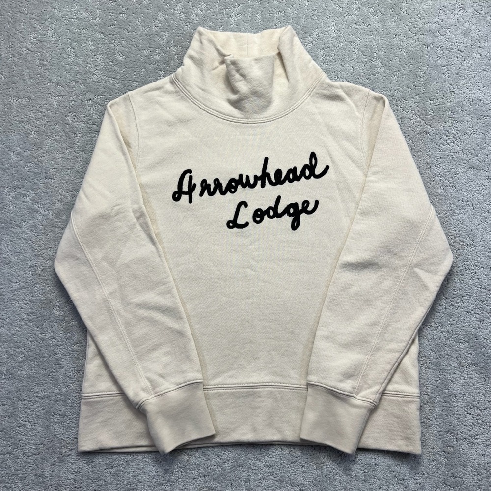 Madewell‎ Sweatshirt Womens Medium Cream Arrowhead Lodge Embroidered Mock Neck